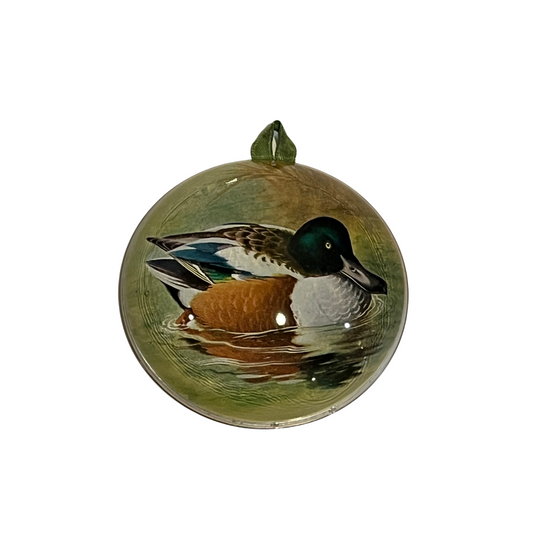 Vintage Handmade Mallard Duck Dome Paperweight Ornament