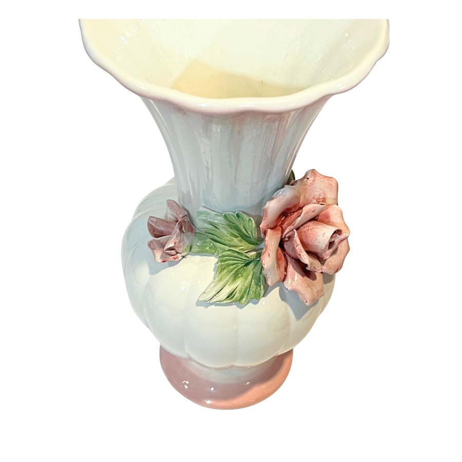 Mid Century Capodimonte Porcelain Flower 9.5" Vase Italian - Small Flaw