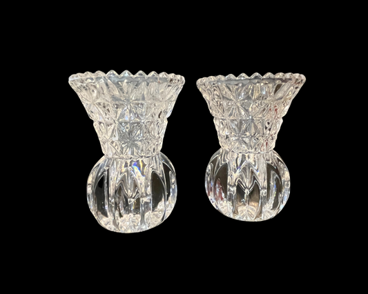 Set of 2 Genuine Lead Crystal Glass 3" Toothpick Holders