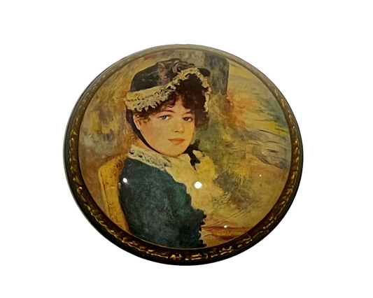 Vintage Victorian Lady Domed Paperweight 3.5"