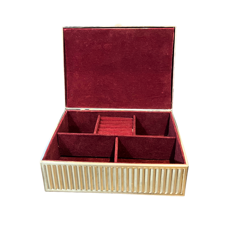 Godinger Sliver Plate Ribbed Red Velvet Lined Jewelry Box